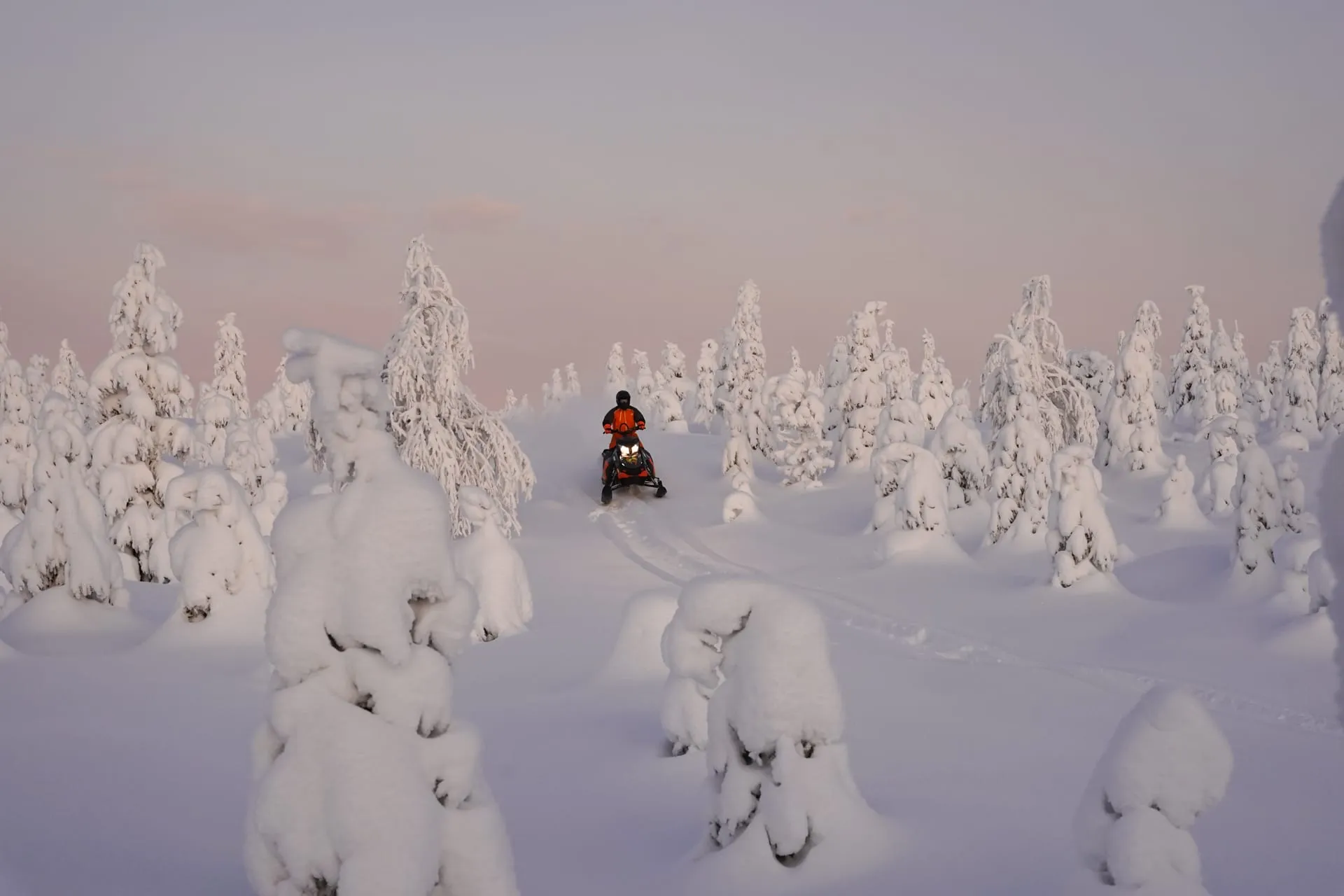Snowmobile σε χιονισμένο τοπίο